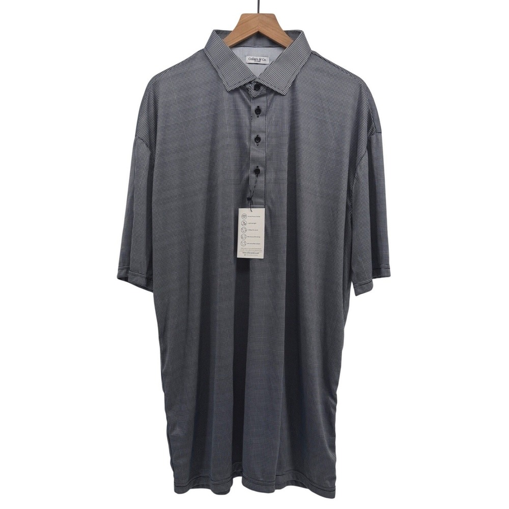 Collars & Co Polo Shirt Mens 3XL Black Houndstooth Dress Collar Short Sleeve NEW - Picture 3 of 12